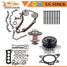 Timing Chain Kit Water Pump Head Gasket Bolts For Corolla Toyota w/Thermostat