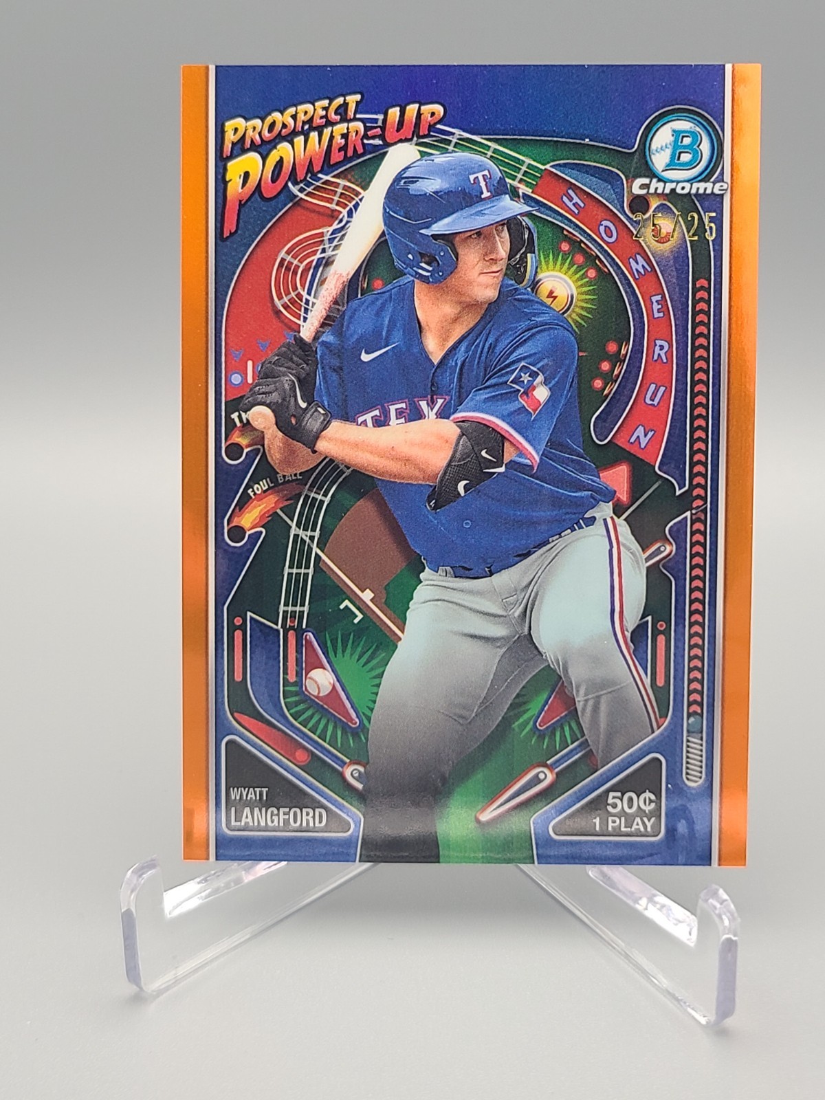 2024 Bowman Chrome Prospect Power-Up Wyatt Langford PP-3 Orange /25 +4 Free