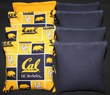8 CORNHOLE BEANBAGS made w UC University of California Berkely Fabric, NEW