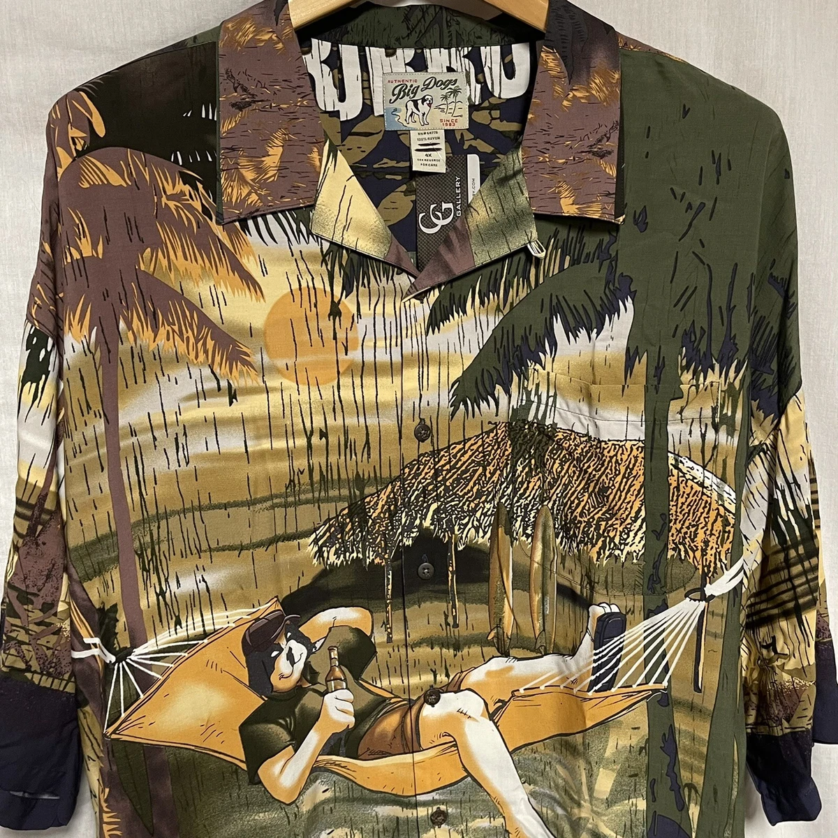 Big Dogs Just Do It Tomorrow Hammock Surf Board Tiki Mens Shirt 4XL NEW