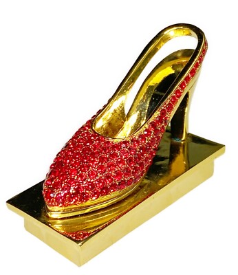 Trinket Pill Box Stiletto High Heel Figurine Ruby Red Slipper Sling Crystal