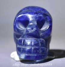 Amuleto pendente testa umana teschio intagliato cristallo blu cultura Hongshan Cina 1,4"