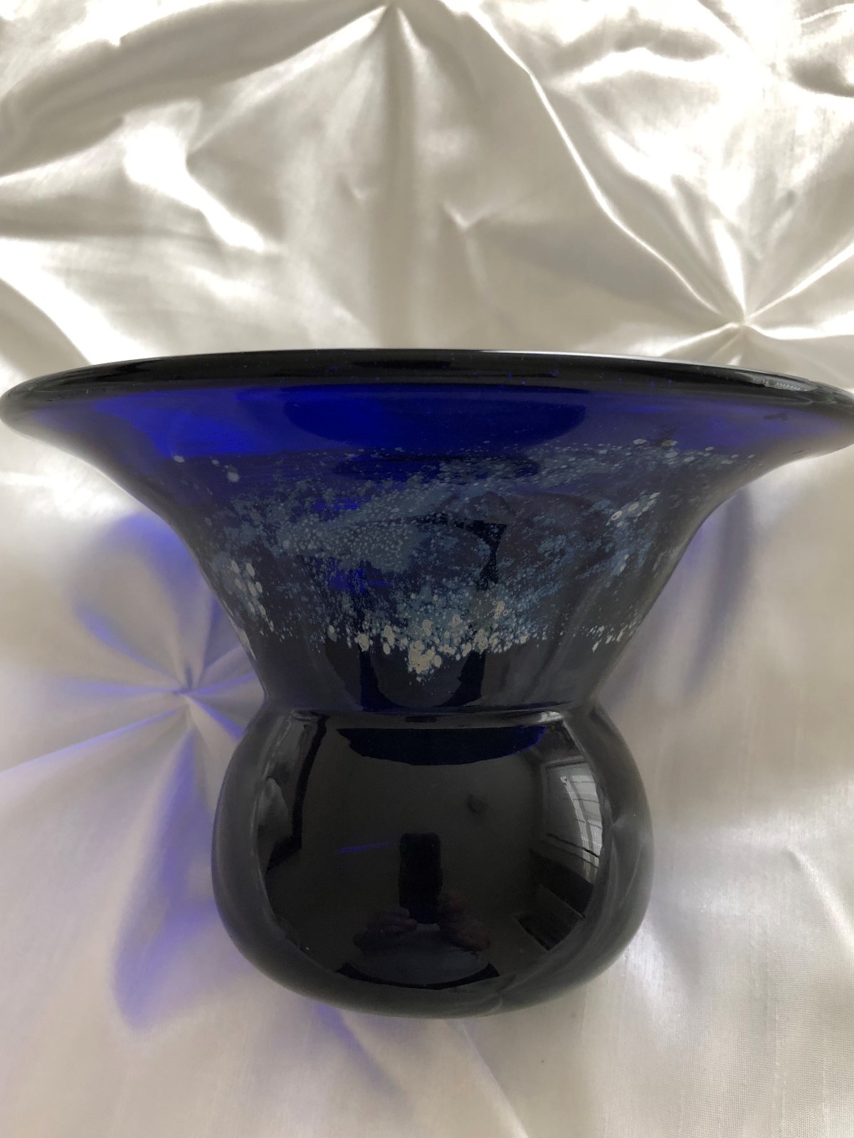 Thick Murano Art Glass Cobalt Blue Vase eBay