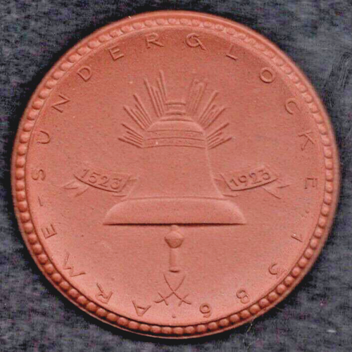 1923 Martin Lutero/Campana del peccatore moneta medaglia di porcellana tedesca Meissen Scheuch-691 - Foto 2 di 3