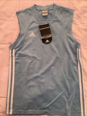 Adidas Tank Top Shirt Extra Large Youth Baby Blue Sleeveless V Neck Girls