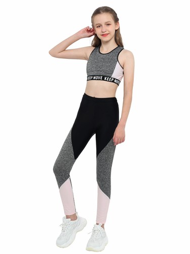 iEFiEL Reggiseno sportivo ragazza + pantaloni tuta da allenamento abbigliamento sportivo set tuta da jogging - Foto 4 di 78