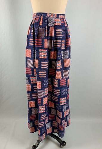 Vintage Maxi Skirt Patriotic Red White 