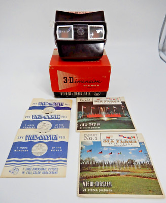 Vintage View-Master 3-Dimension 3-D Viewer Model E in Original Box w/disks
