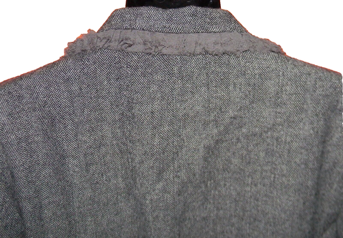 Banana Republic Lined Blazer 10P Gray Herringbone / Chevron Ruffle Trim $175 - Picture 9 of 13