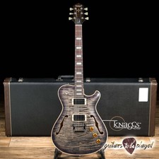 Knaggs Chena T2 Flame Top Semi-hollow Guitar – Charcoal Burst