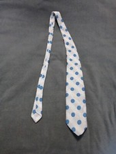 Vintage 4  Sears The Men  s Store White  Blue Cloth Polka Dotted Neck Tie 16484