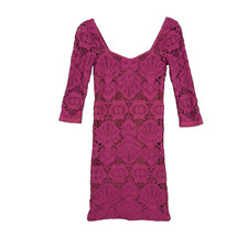 Free People Dress Womens Medium Pink Raspberry Lace Overlay Intimately Bodycon