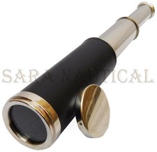 9'' Telescope Brass Black Grip Marine Style Spyglass Collectible Telescope Gift