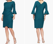 ALEX EVENINGS 3/4 Bell Sleeve Sheath Dress Size: 6
