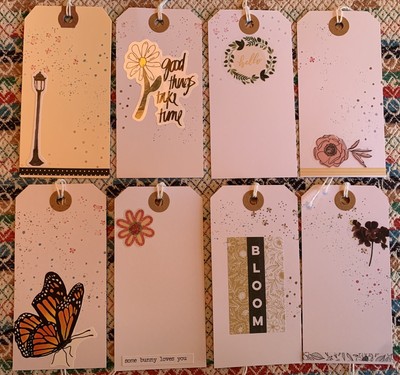 45 PRICE GIFT TAGS 5  Wine Keys Retail cottagecore Black & White Vintage Flowers