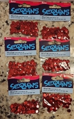 Darice Economy Craft - CUP SEQUINS - Size: 8mm Color: RED  LOT Of 6 Packs Of 200