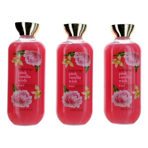 Pink Vanilla Wish von Bodycology 3er Pack 16 Unzen 2 in 1 Duschgel & Schaumbad f...