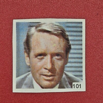Patrick McGoohan 1965 UK Sticker Stamp Card Jimmy Tarbuck's Gallery of Stars