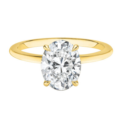 14k Gold Oval Lab Grown Diamond Solitaie Engagement Ring Clarity- VS, Color- E-F
