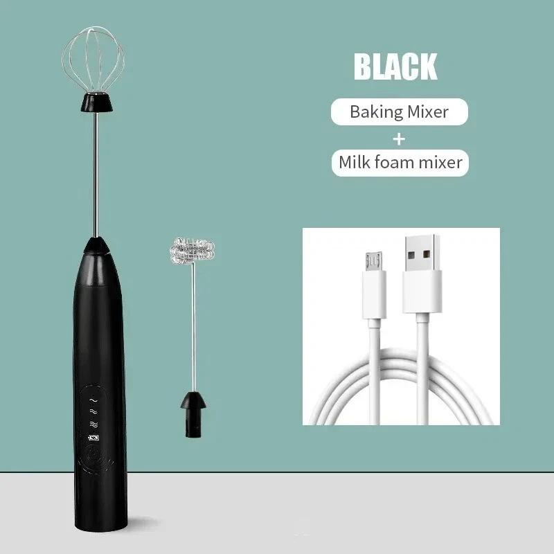 Milk Frother 2-in-1 USB Rechargeable Electric Egg Beater Kitchen Gagets