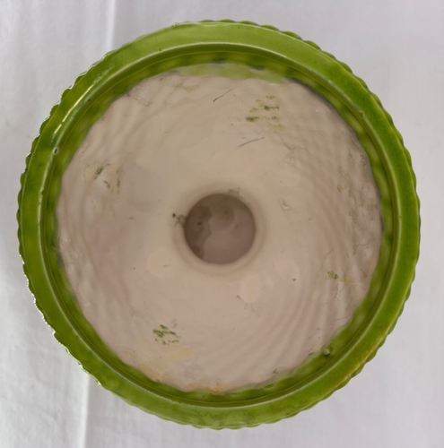 Vaso floreale vintage Basketweave 4 3/8" piedistallo ceramica per Joseph Markovits - Foto 7 di 8