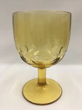 Amber Thumb Print Dimpled Stem Pedestal Beer Goblet  6” Tall, 3-3/4” Wide B23