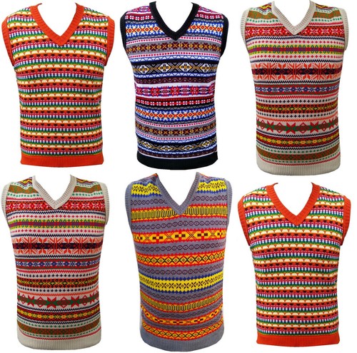 MENS KNITTED VEST SLEEVELESS RETRO 