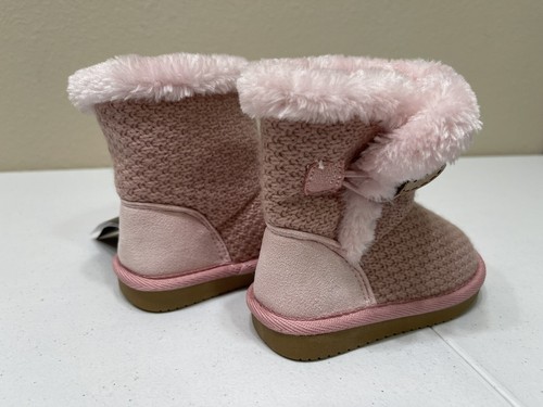 FITORY Toddler Girls Pink Faux Fur Fabric Top Mid-Calf Pull On Boots s 6 - Picture 4 of 9