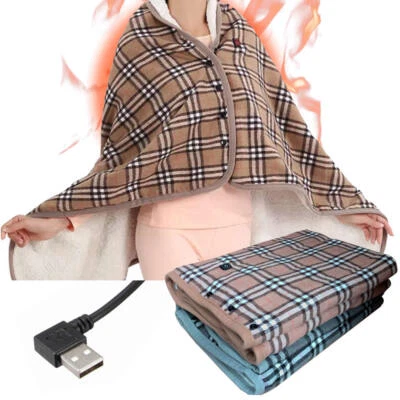 JUSTOP USB Electric Heated Blanket Throw Over Shawl Thermal Control Large Washable UK