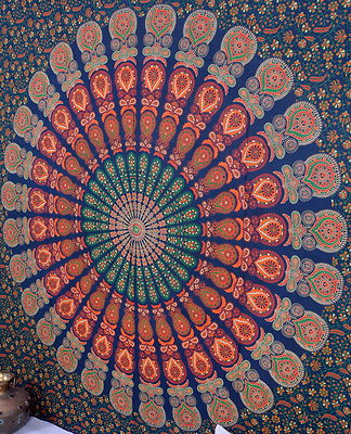 Green Hippie Mandala Tapestry Wall Hanging Indian Bedspread Bohemian ...