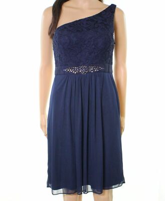 Adrianna Papell One-Shoulder Lace Dress - Blue 16 Adrianna Papell One-Shoulder Lace Dress - Blue 16