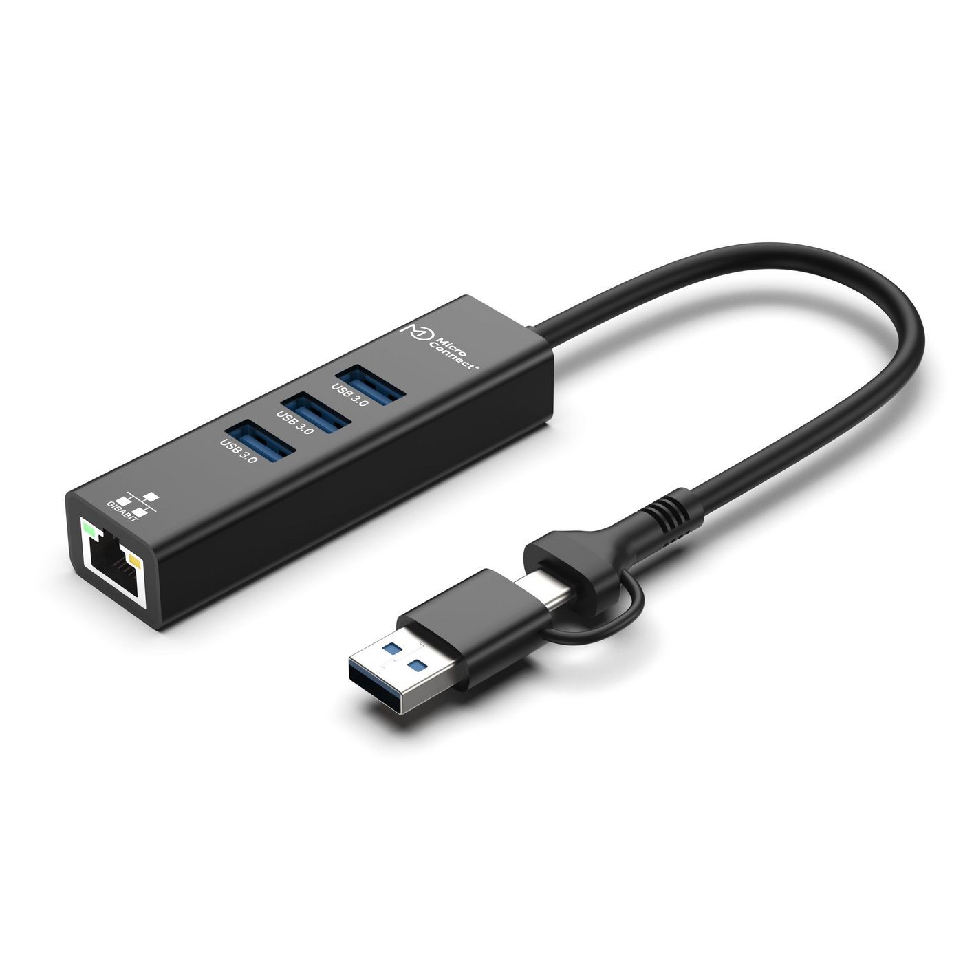 MicroConnect USBHUB-RJ45-2IN1 USB 3.0 Hub 4-Port with