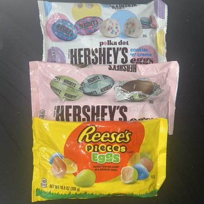 3-Pack Easter Candy-Hershey Cookies N Cream & Milk Chocolate Eggs ,Reeses Eggs 
