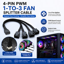4 Pin 1 to 3 Way PWM Case PC Fan Splitter Cable Hub Power Adapter