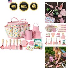 Kids Gardening Set 14Pcs Garden Tools with Tote Bag,Watering Can, Shovel, Apr...