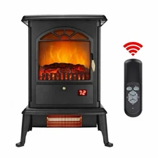 ZOKOP 1500W Freestanding Electric Fireplace Heater with Realistic Flames