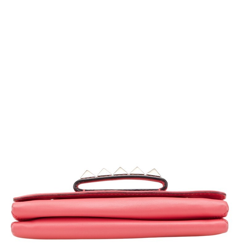 Valentino Rockstud Chain Shoulder Bag Leather Pink Women's Used Authentic thumbnail 3