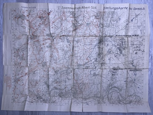 1918 German Military Army Position Map #54 Genko Japan Compiled By Albert Süd