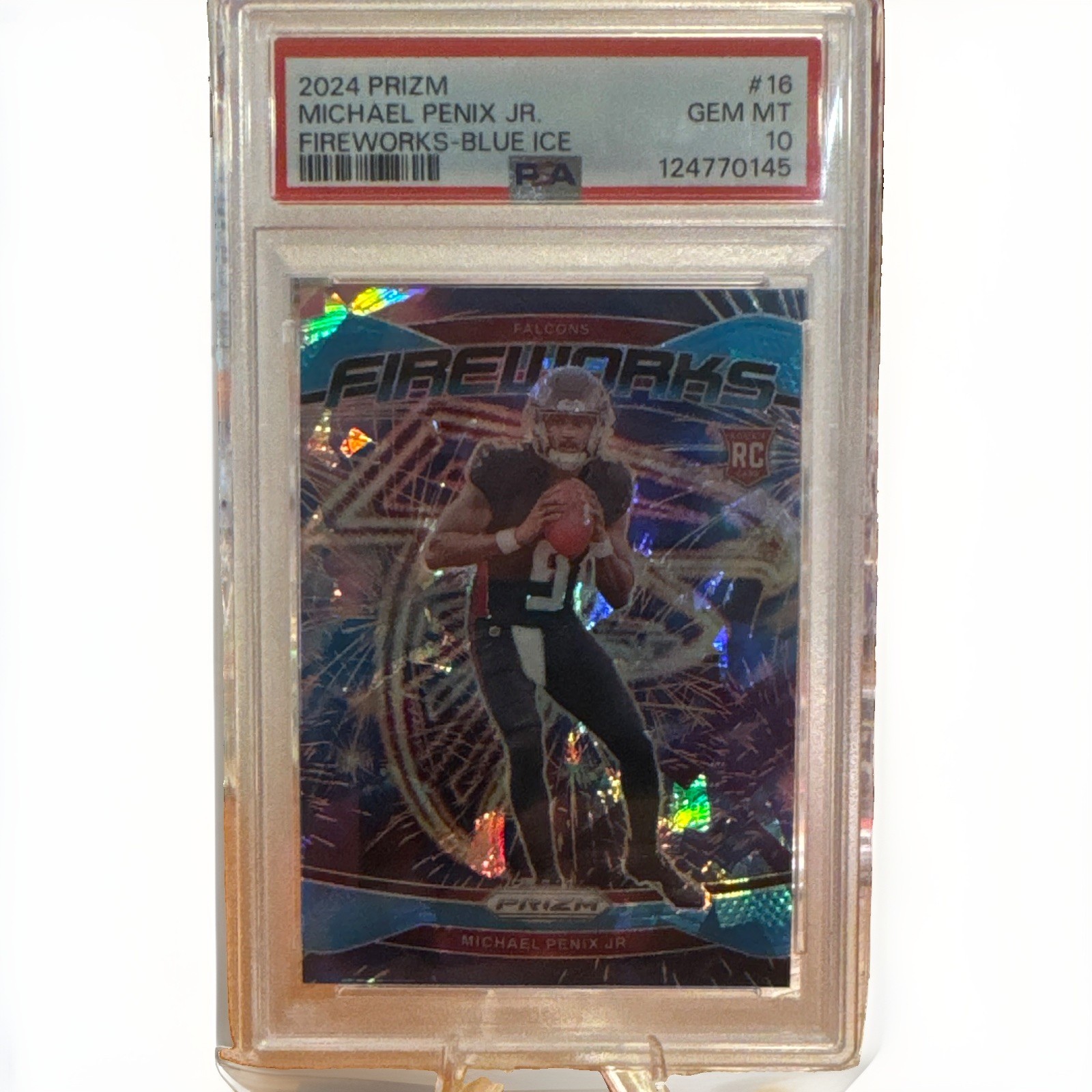 Michael Penix Panini Prizm Fireworks #16 Blue Ice