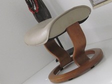Ekornes Stressless Ottoman Tan Leather on Teak wood hassock footrest chair 6S