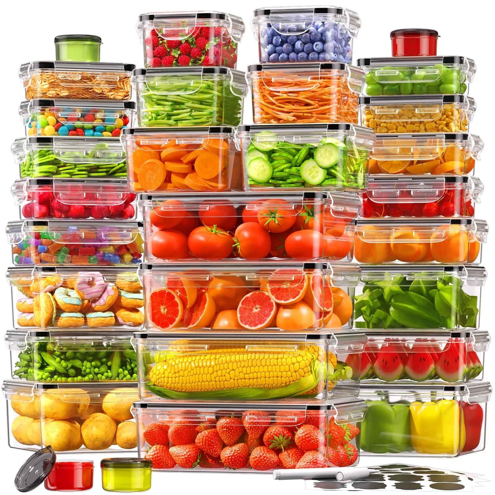 60 PCS Food Storage Containers with Lids Airtight (30 Containers & 30 Lids), ...