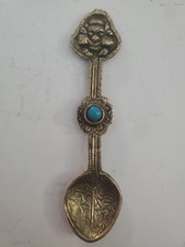 Antique Tibetan Medicine Spoon with Turquoise Stone