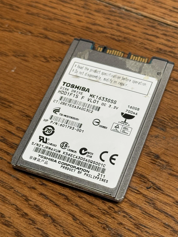 Toshiba 1.8" 160GB MK1633GSG mSATA HDD 5400 rpm 8MB Laptop Micro SATA - Image 3 of 4