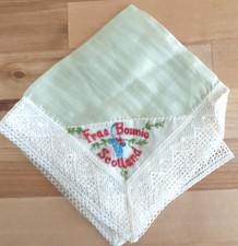 Frae Bonnie Scotland Vintage Handkerchief Scottish Basket Of Fruit 11x11 Green