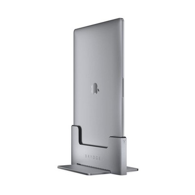 Brydge Space-Saving Laptop Stand | Vertical Docking Station | space gray