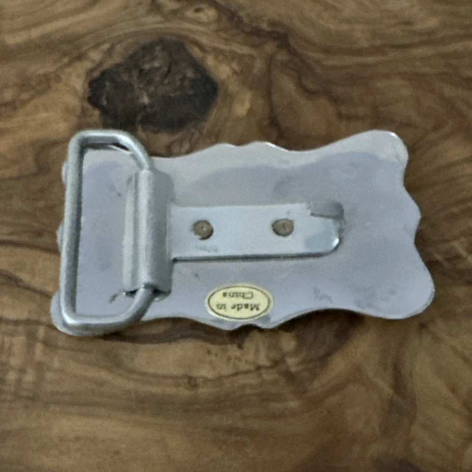 Cabeza de herradura y caballo vintage, occidental, de latón en hebilla de cinturón de metal tono plateado Foto 3 de 3