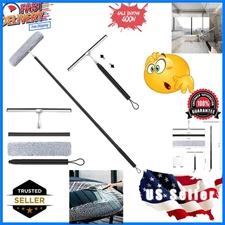 Professional 2-in-1 Window Squeegee for Effortless Cleaning – 12" Width, Black