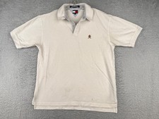 Tommy Hilfiger Polo Shirt Men Extra Large White Short Sleeve Cotton Crest READ