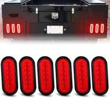 6" Oval Red LED Trailer Tail Lights 6Pcs Waterproof Stop Turn Brake Truck RV
