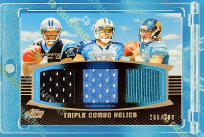 Cam Newton ROOKIE TRIPLE JERSEY RELIC /399 PANINI MINT Locker Gabbert